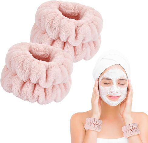 2 Pcs Wrist Towels for Washing Face-Dorbetar, Microfiber Wrist Bands for Washing Face, Spa Wristbands for Washing Face, Fluffy Towel Bands, Arm Bands for Washing Face for Woman Children（Cyan） in Saudi Arabia