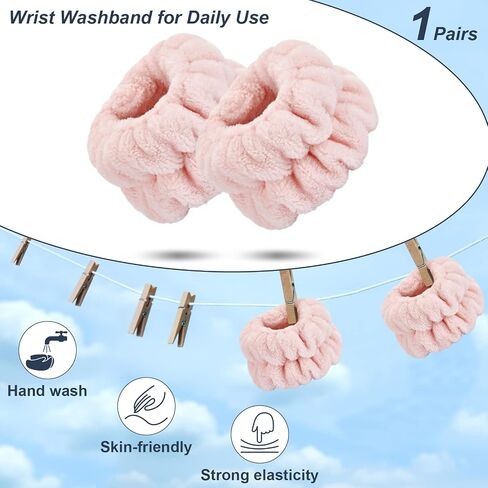 2 Pcs Wrist Towels for Washing Face-Dorbetar, Microfiber Wrist Bands for Washing Face, Spa Wristbands for Washing Face, Fluffy Towel Bands, Arm Bands for Washing Face for Woman Children（Cyan） in Saudi Arabia