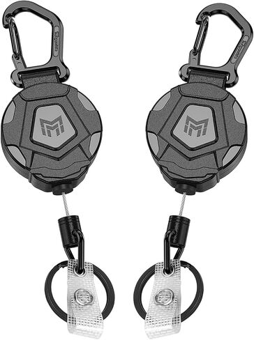 MNGARISTA 2-Pack Retractable Keychain, Heavy Duty Carabiner Badge Holder, Tactical ID Badge Reel with 31.5" Steel Retractable Cord, 8.0 oz in Saudi Arabia