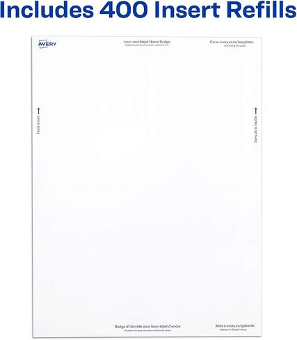 Avery Name Badge Inserts, Print or Write, 2-1/4 Inch x 3-1/2 Inch, 400 Card Stock Refills (5390), White in Kuwait