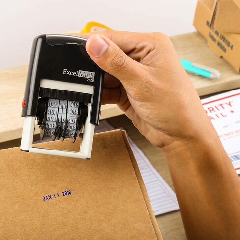 ExcelMark 7820 Self-Inking Rubber Date Stamp – Great for Shipping, Receiving, Expiration and Due Dates (Black Ink) in Saudi Arabia