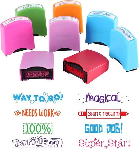 Teacher Stamps - Self Inking Motivational Encouraging and Colorful Set for School Classroom and Homeschool Setting (Set of 8) in Saudi Arabia