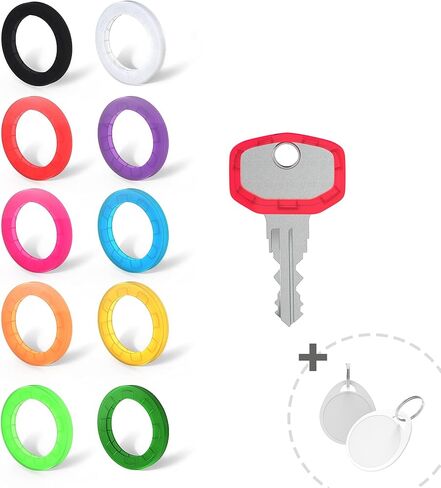 أغطية مفاتيح InterUS أغطية العلامات، 30 قطعة، حلقات غطاء مفتاح كم حلقات تحديد المفاتيح ومعرف الهوية بنظام الترميز المثالي لتحديد مفتاحك بـ 10 ألوان مختلفة in Kuwait