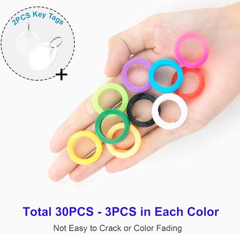 أغطية مفاتيح InterUS أغطية العلامات، 30 قطعة، حلقات غطاء مفتاح كم حلقات تحديد المفاتيح ومعرف الهوية بنظام الترميز المثالي لتحديد مفتاحك بـ 10 ألوان مختلفة in Kuwait