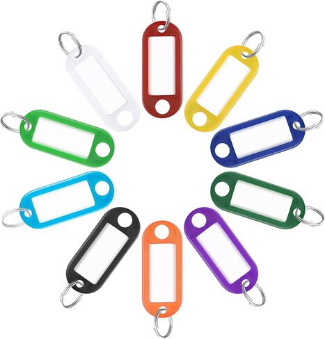 Uniclife 40 Pack Tough Plastic Key Tags with Split Ring Label Window, Assorted Colors in Saudi Arabia