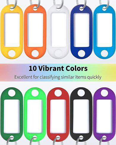 Uniclife 40 Pack Tough Plastic Key Tags with Split Ring Label Window, Assorted Colors in Saudi Arabia