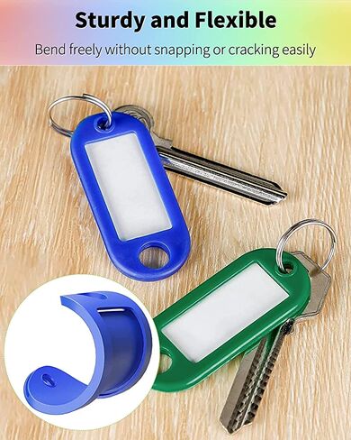 Uniclife 40 Pack Tough Plastic Key Tags with Split Ring Label Window, Assorted Colors in Saudi Arabia