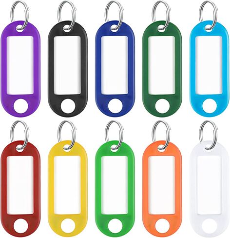 Uniclife 40 Pack Tough Plastic Key Tags with Split Ring Label Window, Assorted Colors in Saudi Arabia