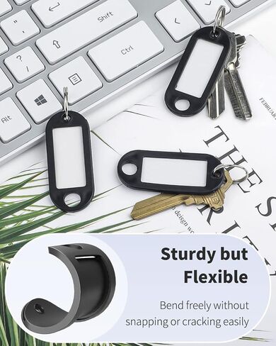 Uniclife 40 Pack Tough Plastic Key Tags with Split Ring Label Window, Assorted Colors in Saudi Arabia