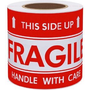 Hybsk This Side Up Fragile Stickers 2x3 Inch Handle with Care Shiping and Packing Warning Adhesive Label 300 Per Roll (2x3 inch)