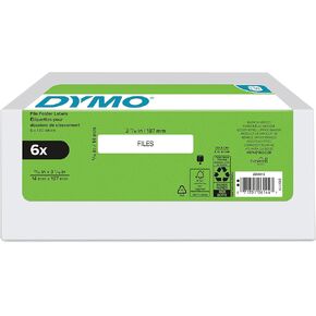 DYMO Authentic LW 1-Up File Folder Labels, DYMO Labels for LabelWriter Label Printers, White, 9/16" x 3-7/16", 2 Rolls of 130 (260 Total)