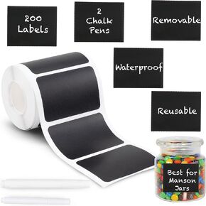 Mantah Chalkboard Label Stickers 96pcs - 9 Assorted Shapes in 3 Sizes with 2 White Chalk Marker, Reusable Waterproof Label for Storage Bin, Food Container, Jars, Containers in Saudi Arabia