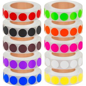 1/2 Inch Solid Round Color Coding Labels Roll, Self-Adhesive Circle Dot Sticker 10 Assorted Colors for Inventory and Home Organize, File Classification, 10 Colors (10000) in Saudi Arabia