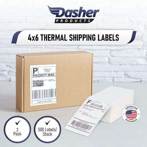 ملصقات شحن منتجات Dasher متوافقة مع Dymo LabelWriter 4XL 1744907 4x6 ملصقات بريدية حرارية، مقاومة للماء والشحوم، لاصق قوي للغاية، مثقوب، خالية من البيسفينول أ، 220 ملصق/لفة (4 عبوات) in Kuwait
