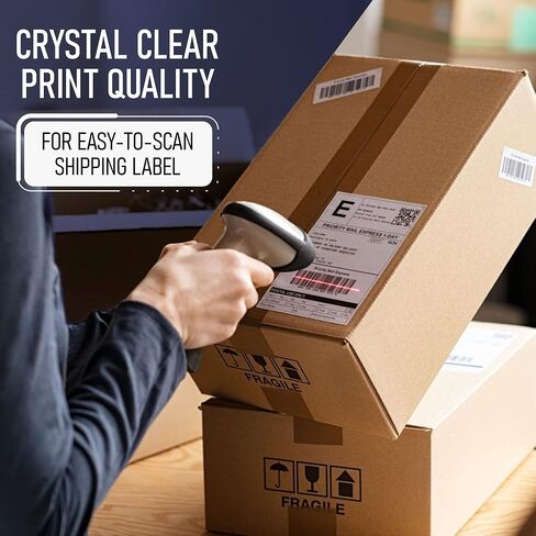 ملصقات شحن منتجات Dasher متوافقة مع Dymo LabelWriter 4XL 1744907 4x6 ملصقات بريدية حرارية، مقاومة للماء والشحوم، لاصق قوي للغاية، مثقوب، خالية من البيسفينول أ، 220 ملصق/لفة (4 عبوات) in Kuwait