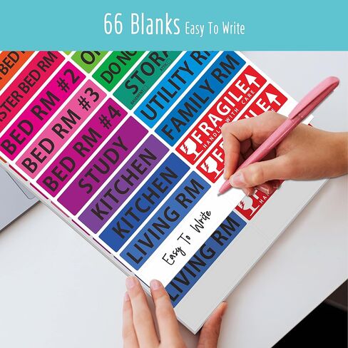 640 Pcs Removable Home Moving Labels 15 Pre-Printed Color-Coded Plus 1 Customizable Blank (Each Measures 4" x 1") in Kuwait