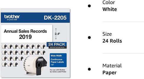 Brother Genuine, DK-2205 Continuous Paper Label Roll, Cut-to-Length Label, 2.4" x 100 Feet, (1) Roll Per Box in Saudi Arabia