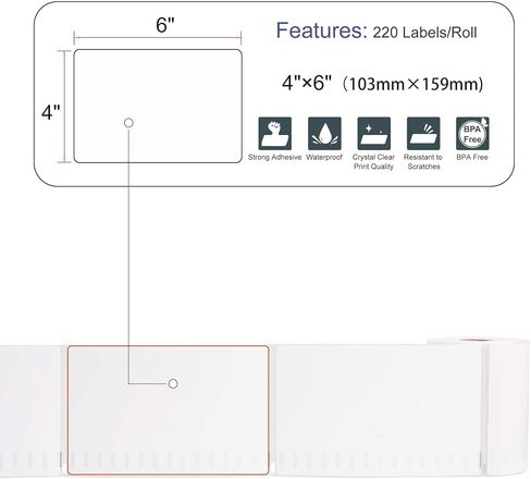 15 لفة متوافقة مع ملصقات بريد الإنترنت Dymo 1744907 مقاس 4 بوصات × 6 بوصات متوافقة مع طابعات سطح المكتب Rollo وDYMO 4XL وZebra (220 ملصقًا لكل لفة) in Kuwait