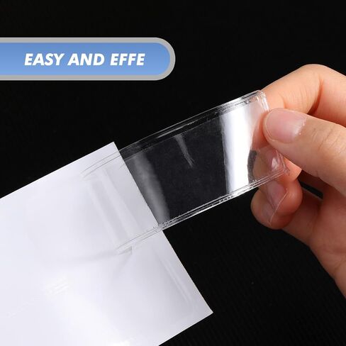 50 Pack Label Holders Adhesive Label Pockets 1.2 x 4.3 Inch Plastic Clear Tag Index Card Holders Name Tags Pockets for Drawers, Shelves, Storage Bins Mailbox Library Classroom in Saudi Arabia