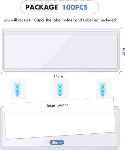 50 Pack Label Holders Adhesive Label Pockets 1.2 x 4.3 Inch Plastic Clear Tag Index Card Holders Name Tags Pockets for Drawers, Shelves, Storage Bins Mailbox Library Classroom in Saudi Arabia
