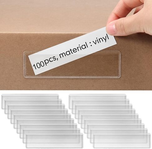 50 Pack Label Holders Adhesive Label Pockets 1.2 x 4.3 Inch Plastic Clear Tag Index Card Holders Name Tags Pockets for Drawers, Shelves, Storage Bins Mailbox Library Classroom in Saudi Arabia