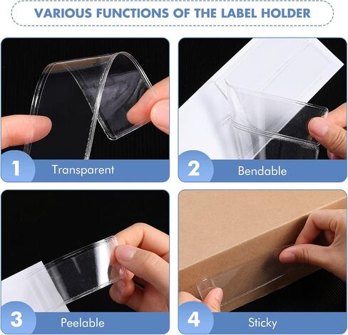 50 Pack Label Holders Adhesive Label Pockets 1.2 x 4.3 Inch Plastic Clear Tag Index Card Holders Name Tags Pockets for Drawers, Shelves, Storage Bins Mailbox Library Classroom in Saudi Arabia