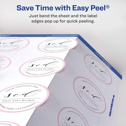 Avery Round Labels for Laser & Inkjet Printers, 2.5", 90 Glossy White Labels (22830) & Printable Round Labels with Sure Feed, 2" Diameter, Matte White, 300 Customizable Labels (22877) in Kuwait