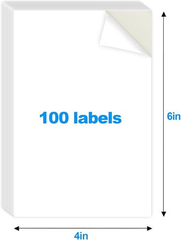 MaxGear 4x6 inch Removable Labels 100 Sheets, Water/Oil/Tear Resistants No Residue for Home Packing Box and Storage Bins, Matte White Paper Sheets, Permanent Strong Adhesive, Dries Quickly in Saudi Arabia