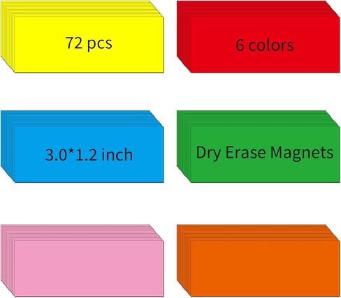 ملصقات مغناطيسية قابلة للمسح الجاف للسبورة البيضاء من نايسيداس - ملصقات متعددة الاستخدامات قابلة لاعادة الاستخدام لخزائن الطلاب والثلاجات والمنزل والمكتب والفصول الدراسية (3.2 × 1.2 انش) in Kuwait