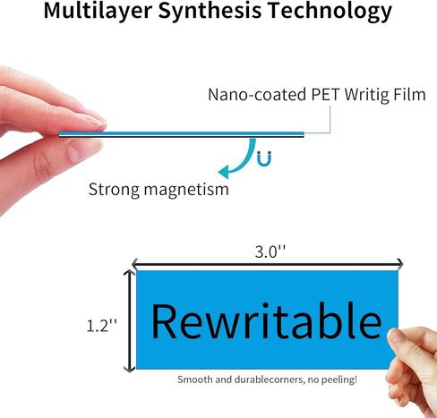 ملصقات مغناطيسية قابلة للمسح الجاف للسبورة البيضاء من نايسيداس - ملصقات متعددة الاستخدامات قابلة لاعادة الاستخدام لخزائن الطلاب والثلاجات والمنزل والمكتب والفصول الدراسية (3.2 × 1.2 انش) in Kuwait