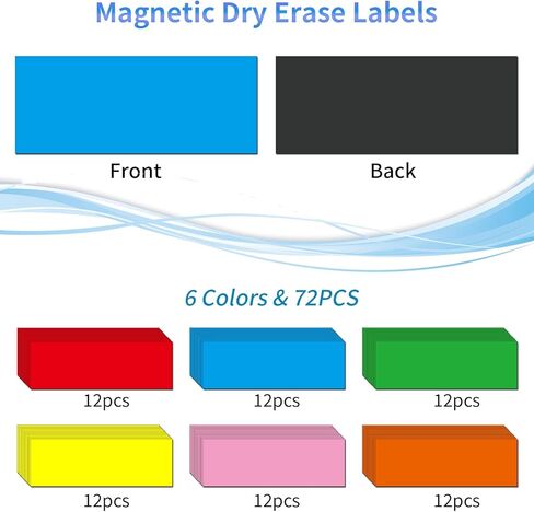ملصقات مغناطيسية قابلة للمسح الجاف للسبورة البيضاء من نايسيداس - ملصقات متعددة الاستخدامات قابلة لاعادة الاستخدام لخزائن الطلاب والثلاجات والمنزل والمكتب والفصول الدراسية (3.2 × 1.2 انش) in Kuwait