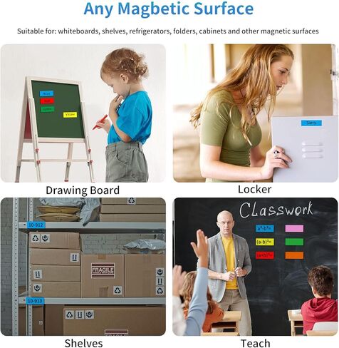 ملصقات مغناطيسية قابلة للمسح الجاف للسبورة البيضاء من نايسيداس - ملصقات متعددة الاستخدامات قابلة لاعادة الاستخدام لخزائن الطلاب والثلاجات والمنزل والمكتب والفصول الدراسية (3.2 × 1.2 انش) in Kuwait