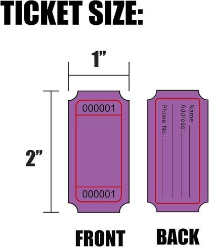DNB 8000 Pcs Raffle Tickets - 4 Color Set of 2000 Pcs 2 x 1 Inch Single Roll Consecutively Numbered Blank Tickets - Blue/Yellow/Red/Green in Saudi Arabia