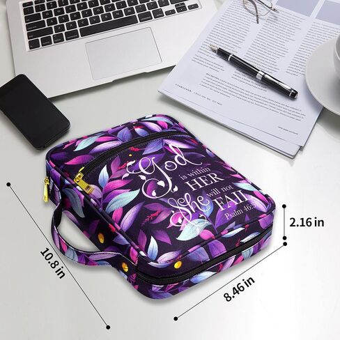 Bible Cover for Women, Bible Holder, Bible Cover Carrier Carrying Organizer Bag, God is Within Her She Will Not Fall, Zipper and Pockets for Standard Size Bible, Gift for Women(Pink1) in Saudi Arabia