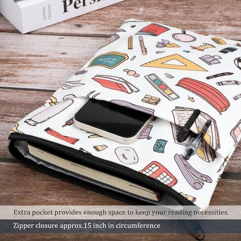 Book Sleeve Book Covers Book Protector Floral Printed with Zipper Washable Fabric for Teen Adult Book Lover Teacher Student(Medium,11 X 8.7 Inch) in Saudi Arabia