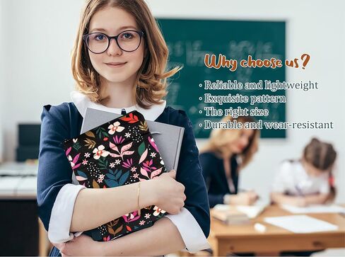 Book Sleeve Book Covers Book Protector Floral Printed with Zipper Washable Fabric for Teen Adult Book Lover Teacher Student(Medium,11 X 8.7 Inch) in Kuwait