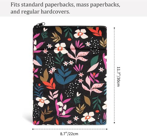 Book Sleeve Book Covers Book Protector Floral Printed with Zipper Washable Fabric for Teen Adult Book Lover Teacher Student(Medium,11 X 8.7 Inch) in Kuwait