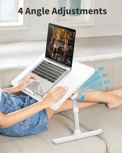 طاولة سرير الكمبيوتر المحمول SAIJI، مكتب كمبيوتر محمول للسرير، مكتب سرير كمبيوتر محمول مع جلد PVC مضاد للانزلاق، حامل كمبيوتر محمول قابل للتعديل لأريكة السرير، صواني السرير لتناول الإفطار (كبير، رمادي) in Kuwait