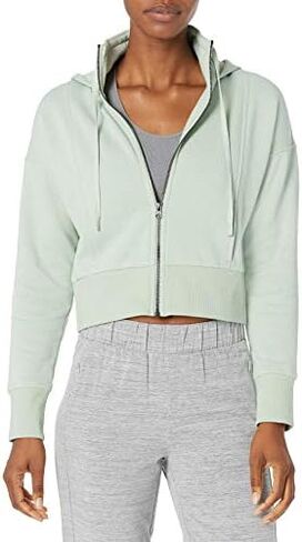 Core 10 Women's Super Soft Fleece Cropped Length Zip-Up Hoodie Sweatshirt in Saudi Arabia