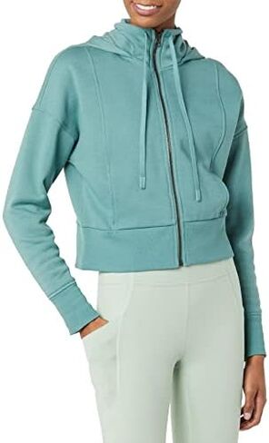 Core 10 Women's Super Soft Fleece Cropped Length Zip-Up Hoodie Sweatshirt in Saudi Arabia