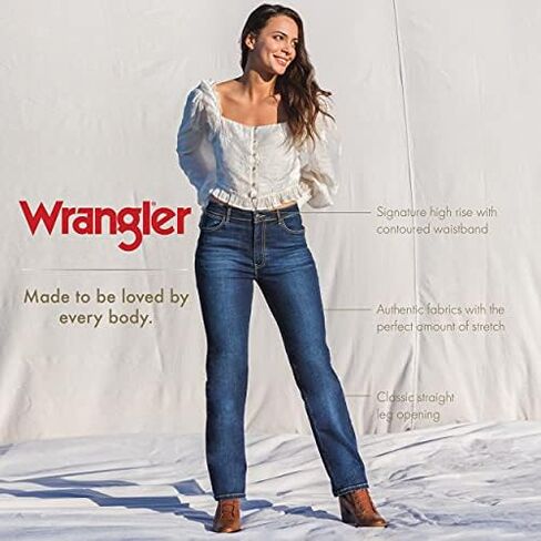 بنطلون جينز نسائي من Wrangler ذو ارتفاع عالٍ وقصة مستقيمة in Kuwait