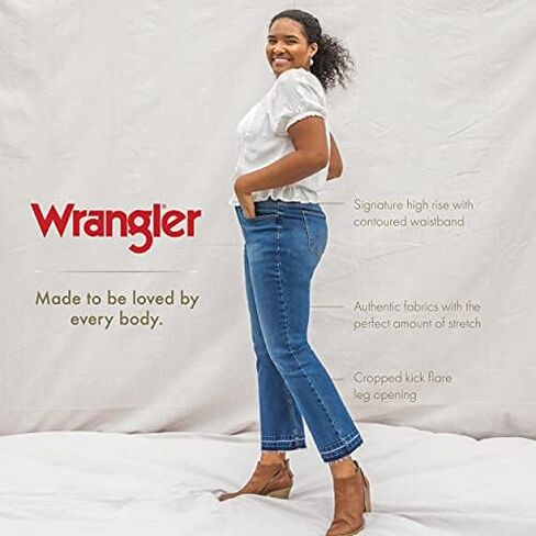 بنطلون جينز نسائي من Wrangler Kick Flare عالي الارتفاع in Kuwait