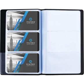 MaxGear Business Card Organizer, 240 Cards Book Portable Business Card Holder for Men & Women, Professional PU Credit Cards Binder File Storage, Black