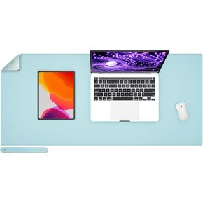 Leather Desk Pad Blotter,Wolaile 36x17 inch Big Keyboard Mouse Pad,Waterproof Non-Slip Writing Desk Computer Mat Desktop Protector for Office Home,Ivory White
