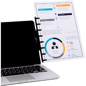 Note Tower Monitor Document Paper Holder for Typing | Clips to Laptops & Desktop Monitors I Reduces Eye & Neck Strain | Portable Copy Holder for Desk | Sticky Note Stand & Monitor Memo Board | Black