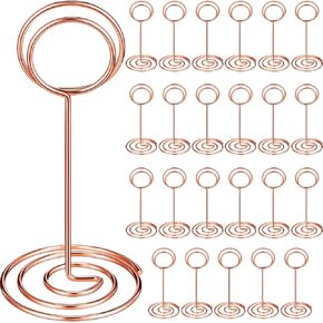 TecUnite 24 Pack 3.35 Inch Table Number Holder Place Card Wire Photo Holder Picture Name Menu Clips Memo Note Cards Stand for Wedding Reception Anniversary Birthday Party Centerpieces(Black)