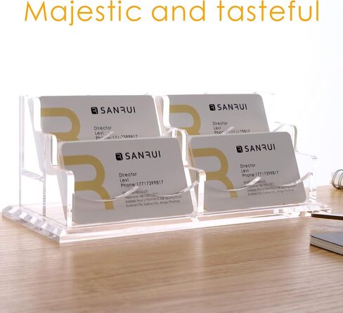 SANRUI Acrylic Multiple Business Card Holder Display for Desk , 15 Slots Business Card Stand , Clear Horizontal 5 Tier Business Card Holders, Holds 750-900 Cards in Saudi Arabia
