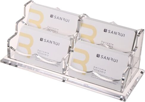 SANRUI Acrylic Multiple Business Card Holder Display for Desk , 15 Slots Business Card Stand , Clear Horizontal 5 Tier Business Card Holders, Holds 750-900 Cards in Saudi Arabia
