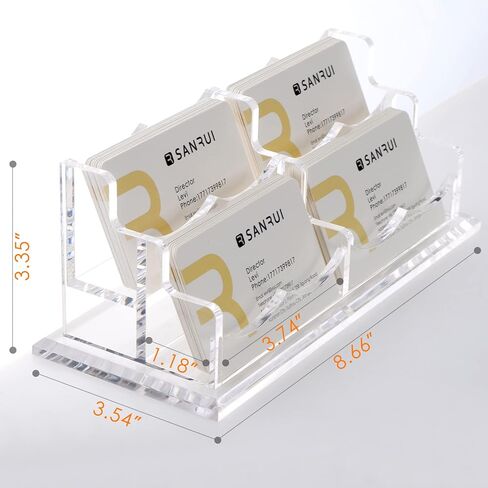 SANRUI Acrylic Multiple Business Card Holder Display for Desk , 15 Slots Business Card Stand , Clear Horizontal 5 Tier Business Card Holders, Holds 750-900 Cards in Saudi Arabia