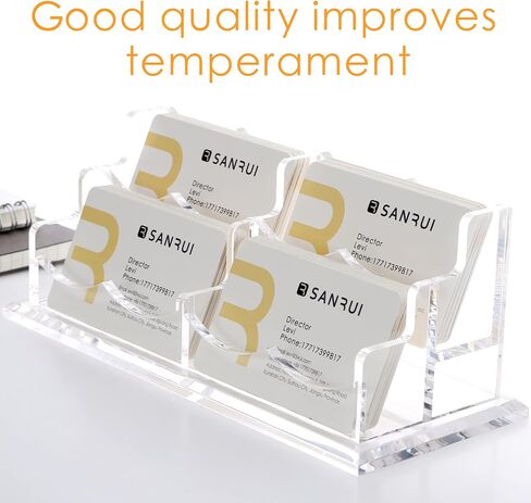 SANRUI Acrylic Multiple Business Card Holder Display for Desk , 15 Slots Business Card Stand , Clear Horizontal 5 Tier Business Card Holders, Holds 750-900 Cards in Saudi Arabia